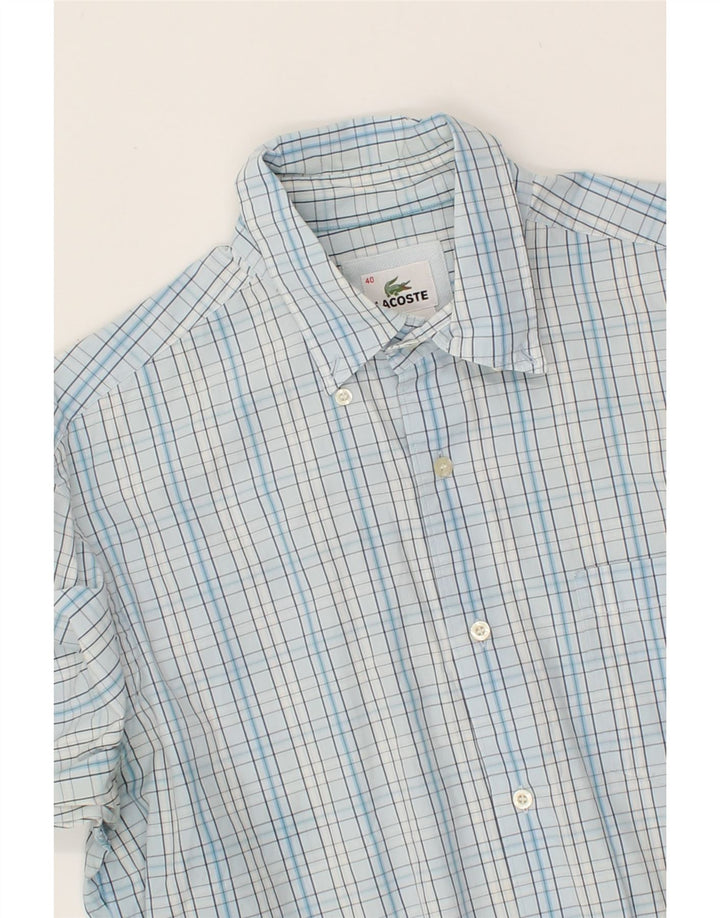 LACOSTE Mens Shirt Size 40 Medium Blue Check Cotton Vintage Lacoste and Second-Hand Lacoste from Messina Hembry 