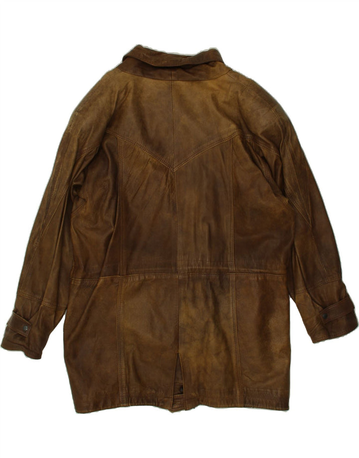 YESSICA Womens Leather Coat EU 40 Medium Brown Leather Vintage Yessica and Second-Hand Yessica from Messina Hembry 