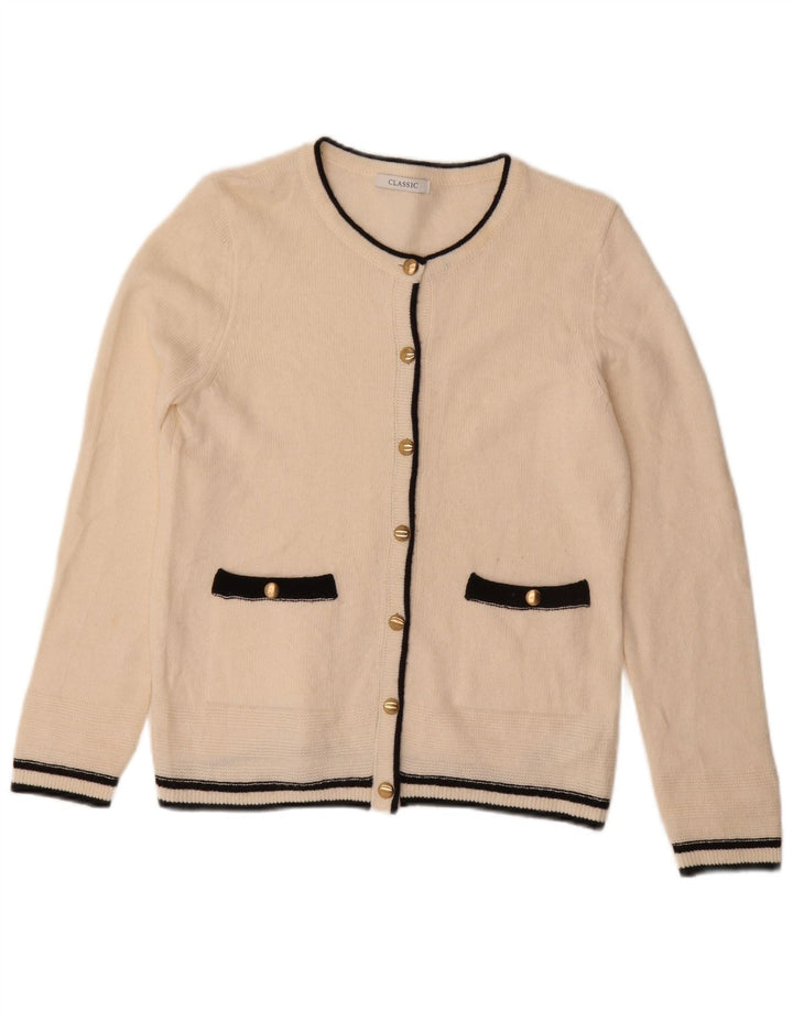 Marks & Spencer Womens Cardigan Sweater UK 10 Small Off White Colourblock