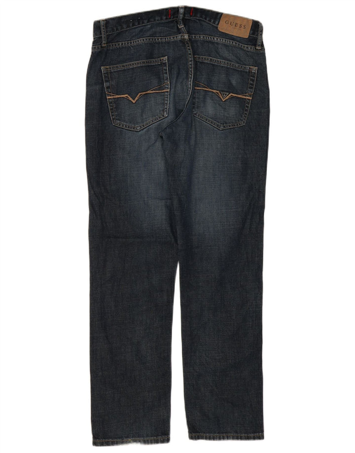 Guess Mens Straight Jeans W31 L30 Blue Cotton