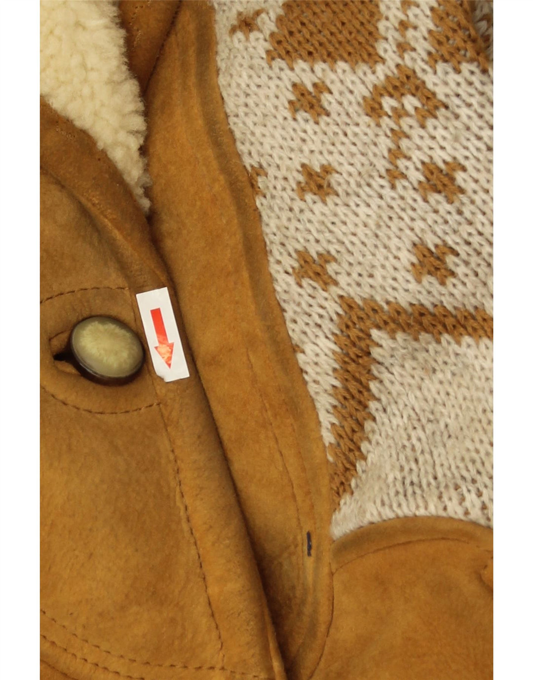 Vintage Womens Oversized Jacket EU 46 XL Beige Argyle/Diamond