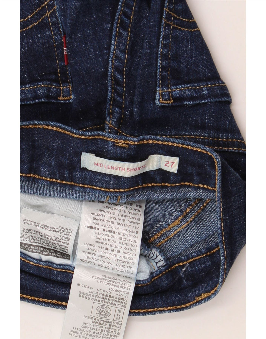 LEVI'S Womens Mid Rise Denim Shorts W27 Small Navy Blue Cotton