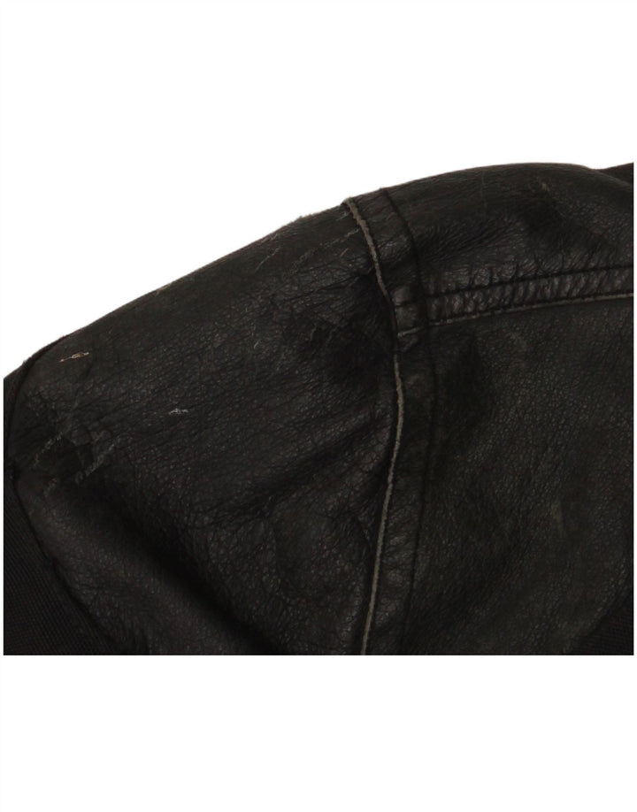 Master Mens Graphic Biker Jacket UK 40 Large Black Nylon