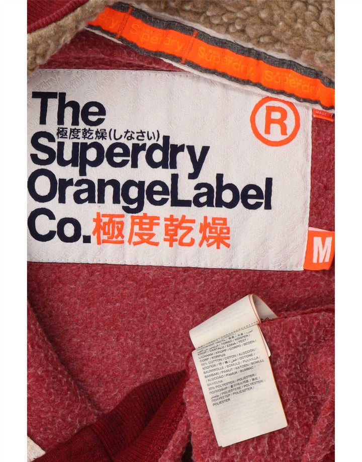 Superdry Mens Tracksuit Top Jacket Medium Red Cotton