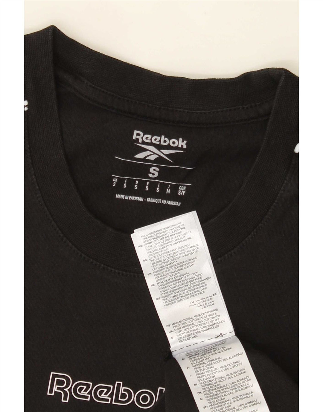 Reebok Mens T-Shirt Top Small Black Cotton
