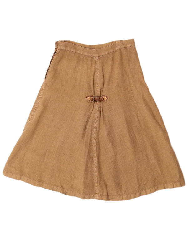 Miu Miu Womens A-Line Skirt IT 40 Small W26 Khaki Linen Classic