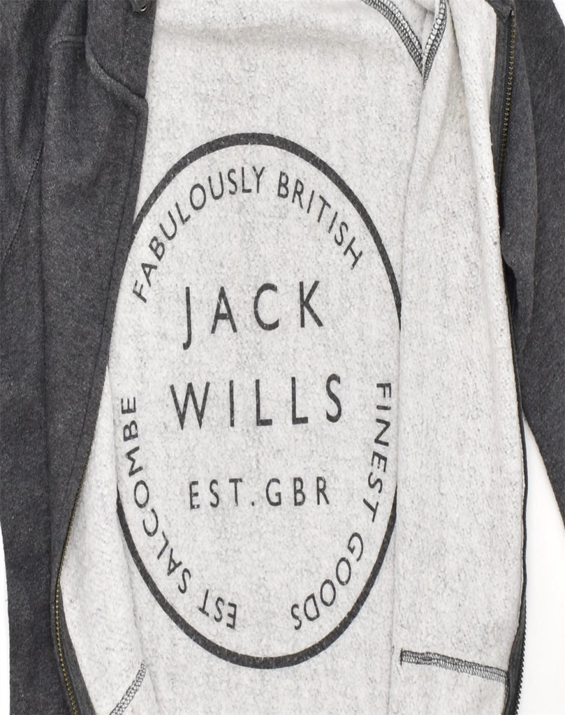 JACK WILLS Womens Oversized Zip Hoodie Sweater UK 6 XS Grey Cotton | Vintage | Thrift | Second-Hand | Used Clothing | Messina Hembry 