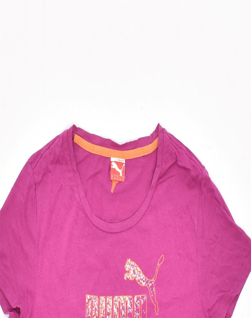 PUMA Womens Graphic T-Shirt Top UK 12 Medium Pink Cotton | Vintage | Thrift | Second-Hand | Used Clothing | Messina Hembry 