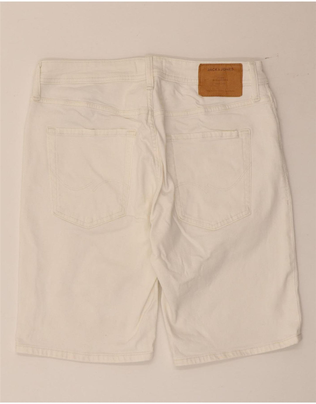 JACK & JONES Mens Regular Fit Denim Shorts Medium W32  White Cotton