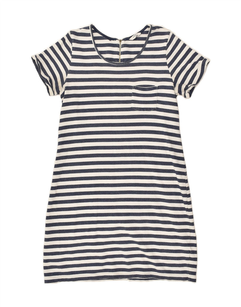 FAT FACE Womens T-Shirt Dress UK 12 Medium  Navy Blue Striped Cotton | Vintage Fat Face | Thrift | Second-Hand Fat Face | Used Clothing | Messina Hembry 