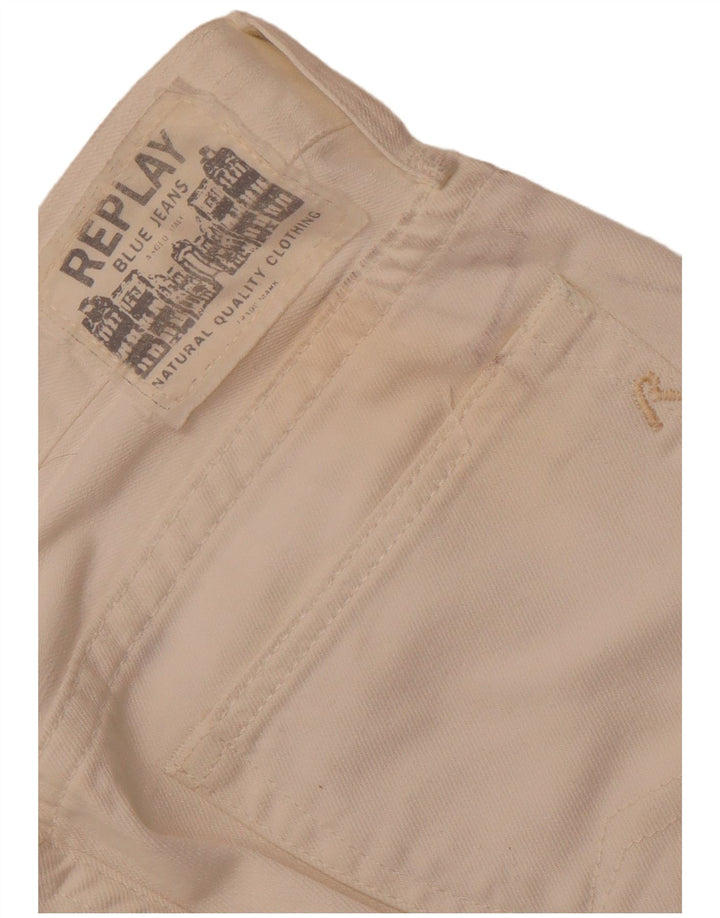 REPLAY Womens Straight Jeans  W33 L28 Off White Cotton