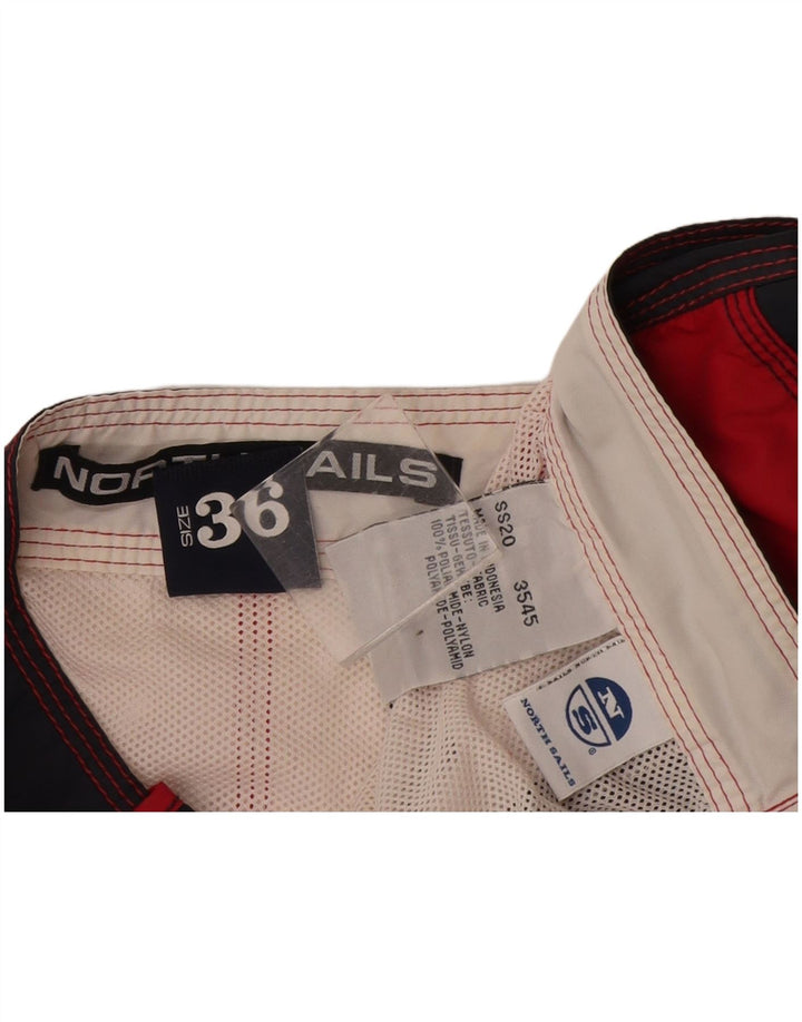 North Sails Mens Swimming Shorts Large  Red Colourblock Polyamide