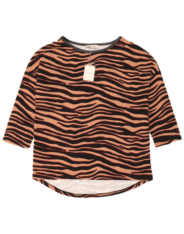 Oasis Womens Oversized Top 3/4 Sleeve UK 10 Small Brown Animal Print