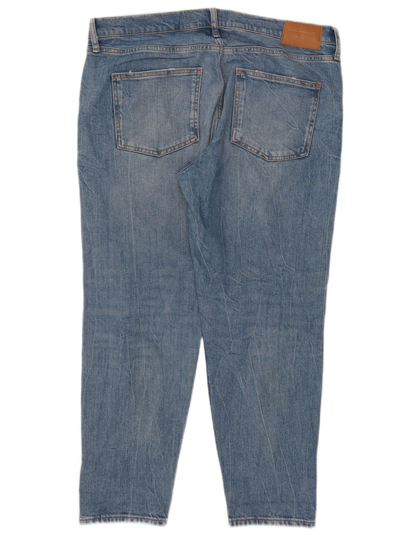 Zara Womens Distressed Cropped Jeans EU 44 XL W34 L27 Blue Cotton