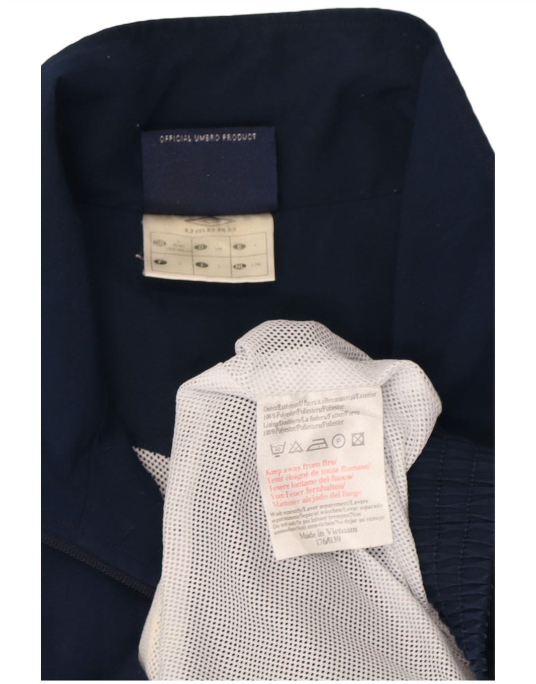 Umbro Mens Tracksuit Top Jacket Large Navy Blue Polyester