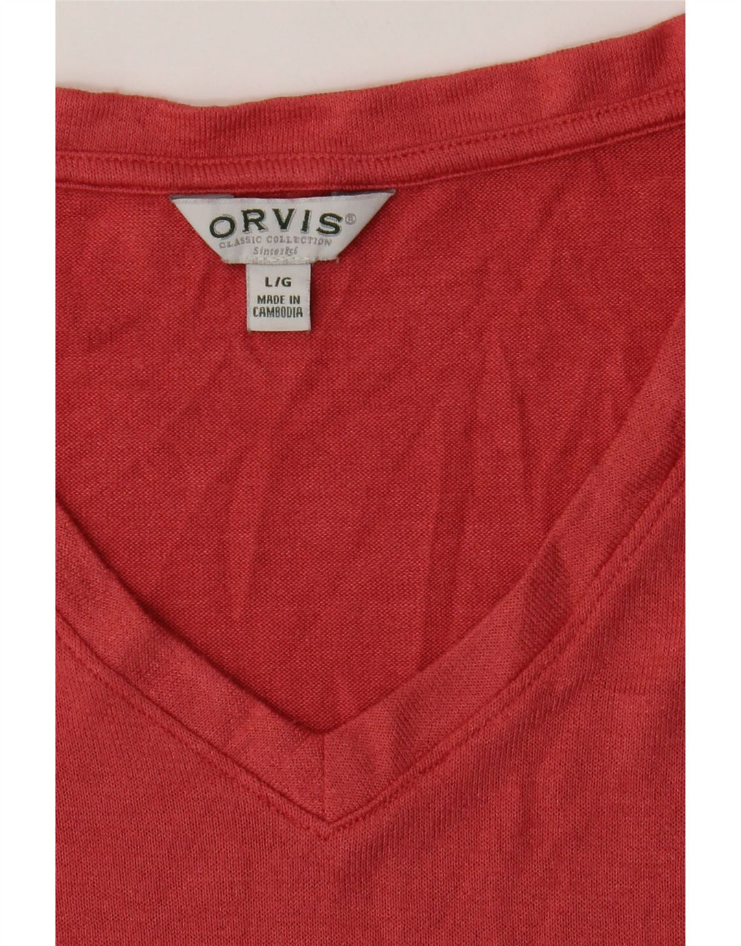 ORVIS Womens Oversized T-Shirt Top UK 16 Large Red Polyester Vintage Orvis and Second-Hand Orvis from Messina Hembry 