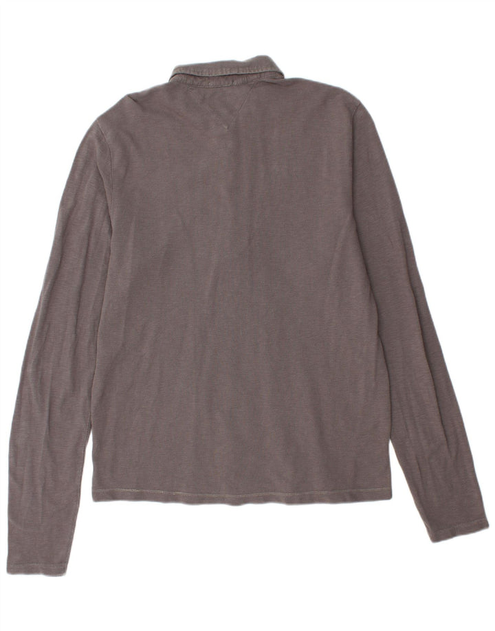 TOMMY HILFIGER Mens Graphic Long Sleeve Polo Shirt XL Grey