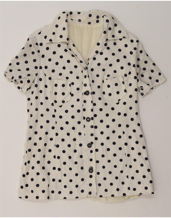 Vintage Womens 5 Button Blazer Jacket IT 44 Medium White Polka Dot