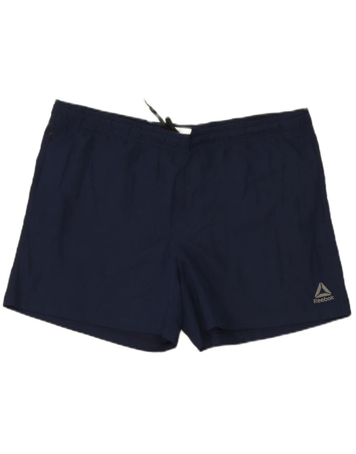 REEBOK Mens Sport Shorts Large Navy Blue Polyester