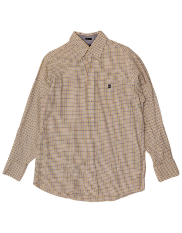 Tommy Hilfiger Mens Regular Fit Shirt Size 15 1/2 Medium Yellow Check