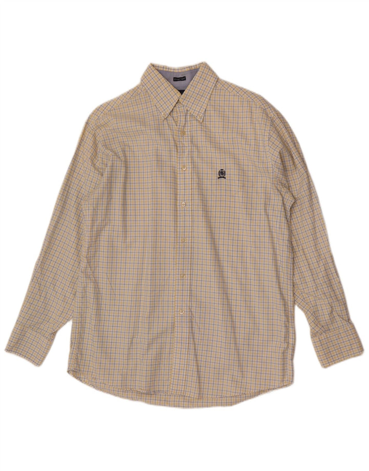 Tommy Hilfiger Mens Regular Fit Shirt Size 15 1/2 Medium Yellow Check