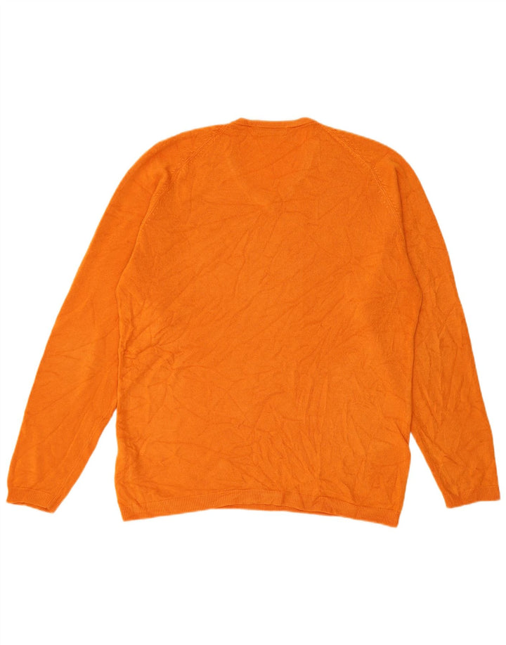 Marks & Spencer Mens Autograph V-Neck Jumper Sweater Small Orange Acrylic