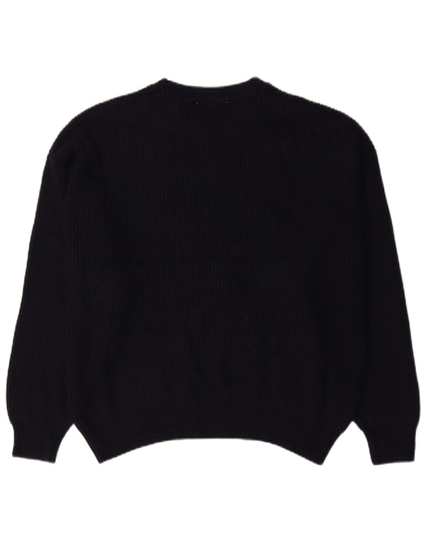 Zara Womens Oversized Crew Neck Jumper Sweater UK 18 XL Navy Blue Polyester