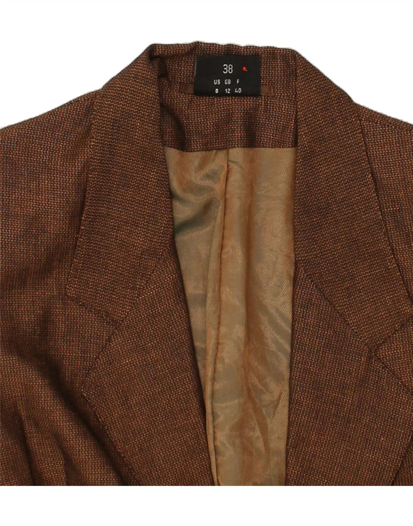 VINTAGE Womens Crop 1 Button Blazer Jacket UK 12 Medium Brown | Vintage Vintage | Thrift | Second-Hand Vintage | Used Clothing | Messina Hembry 