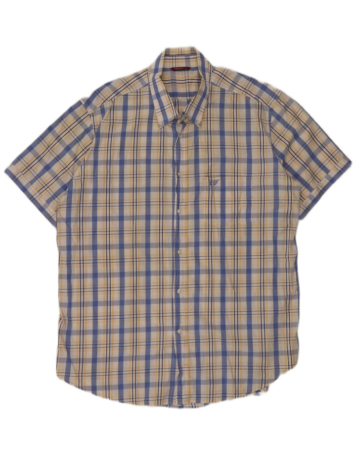 Carrera Mens Short Sleeve Shirt 2XL White Check Cotton