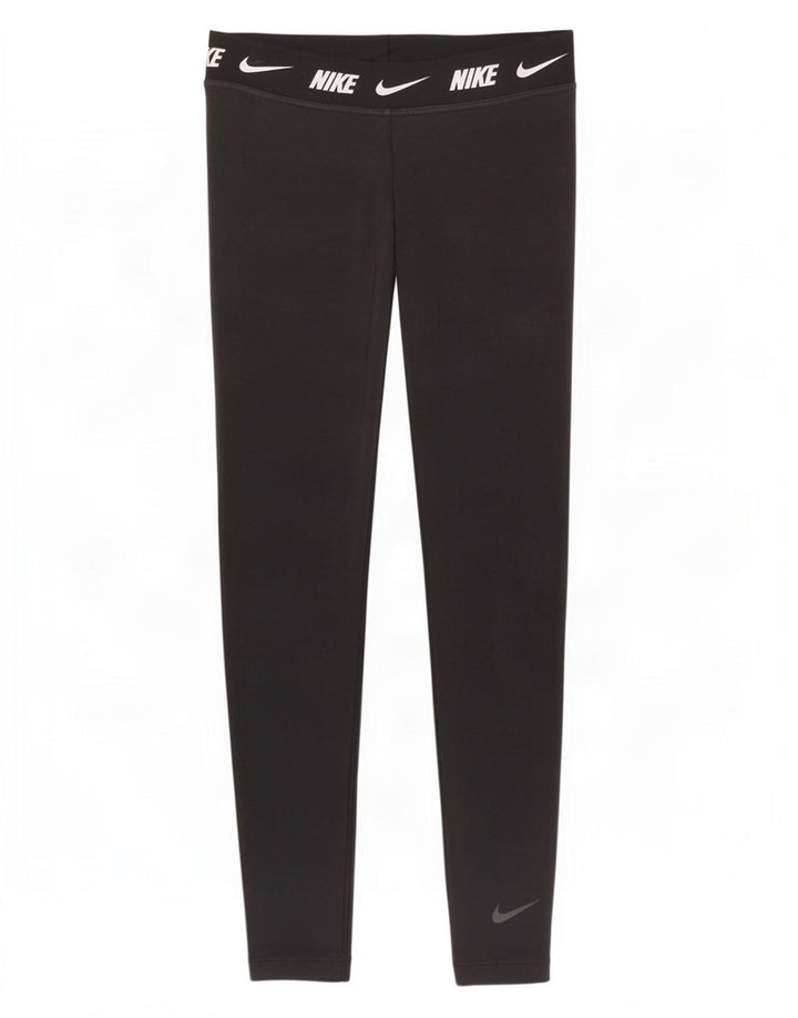 Nike Womens Graphic Leggings UK 16 Large Black Cotton