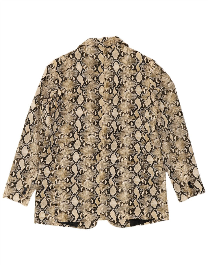 Zara Womens Blazer Jacket UK 14 Large Beige Animal Print Polyester