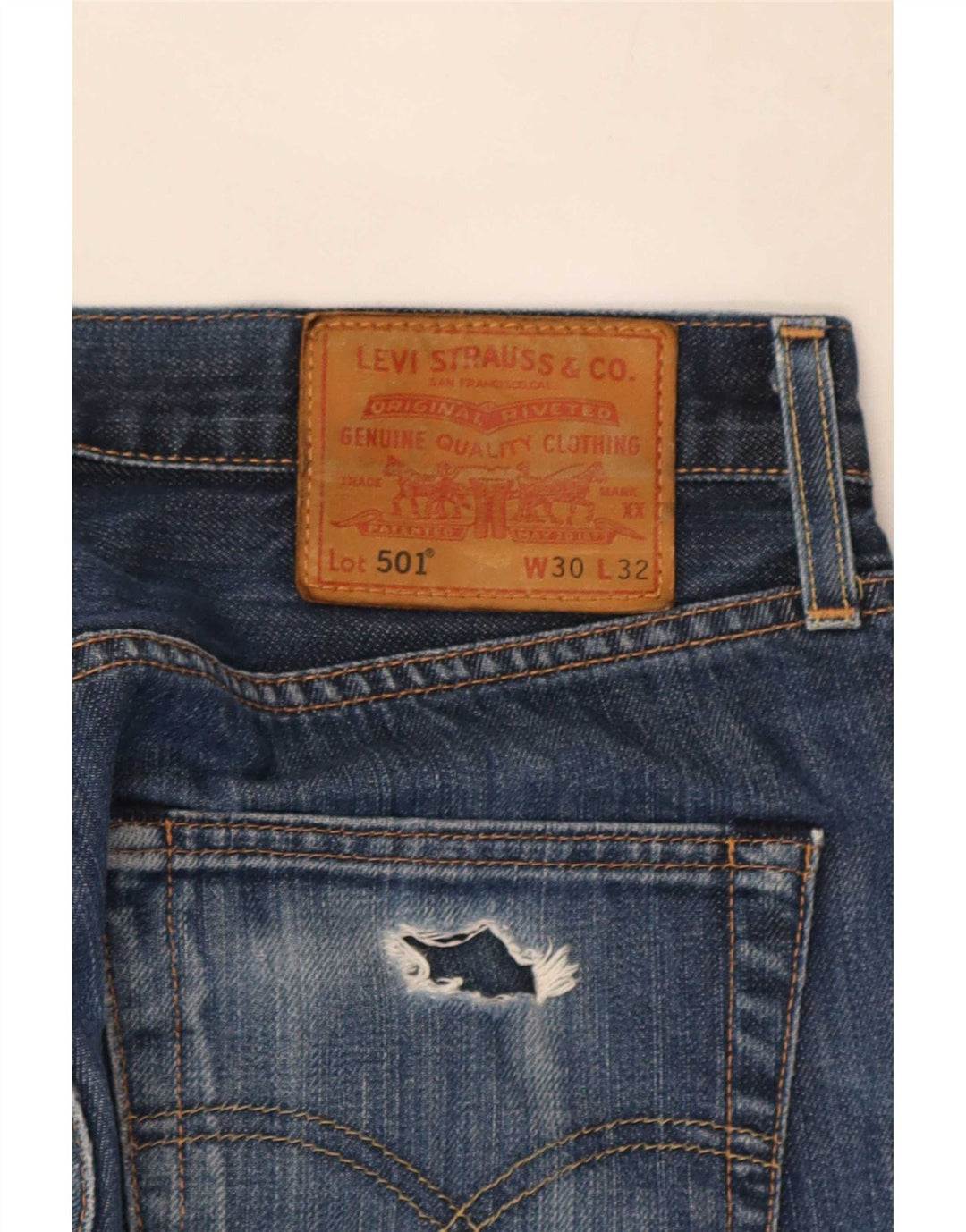 Levi's Mens 501 Straight Jeans W30 L32 Blue Cotton