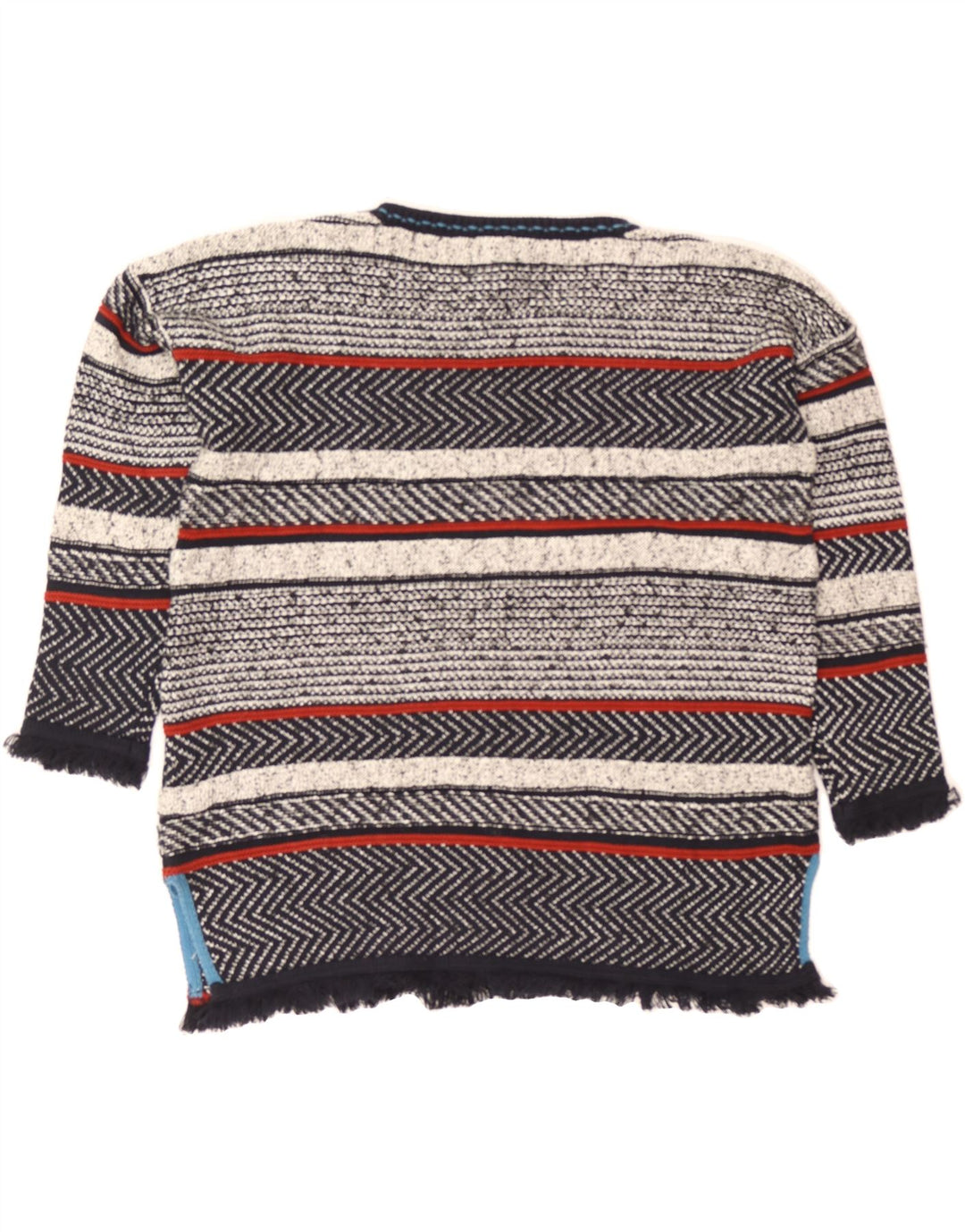 WHITE STUFF Womens Crew Neck Jumper Sweater UK 14 Medium  Grey Striped Vintage White Stuff and Second-Hand White Stuff from Messina Hembry 