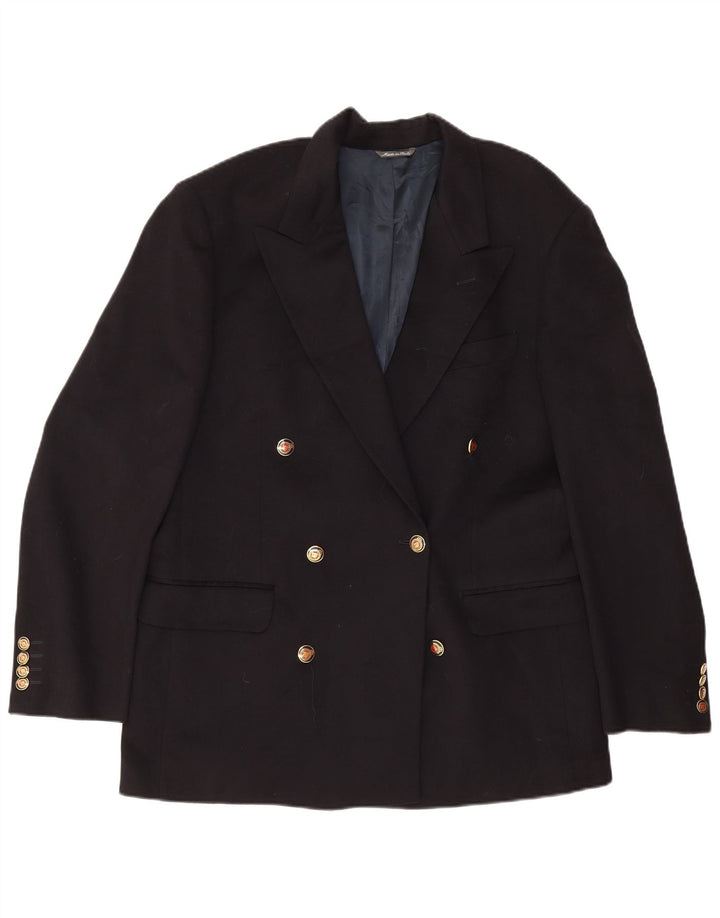 Urbis Mens Double Breasted Blazer Jacket IT 50 Large Navy Blue Wool
