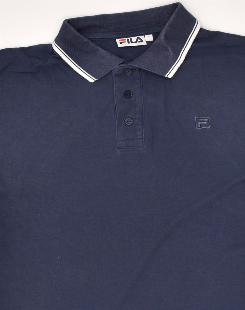 FILA Mens Polo Shirt Large Navy Blue Cotton | Vintage Fila | Thrift | Second-Hand Fila | Used Clothing | Messina Hembry 