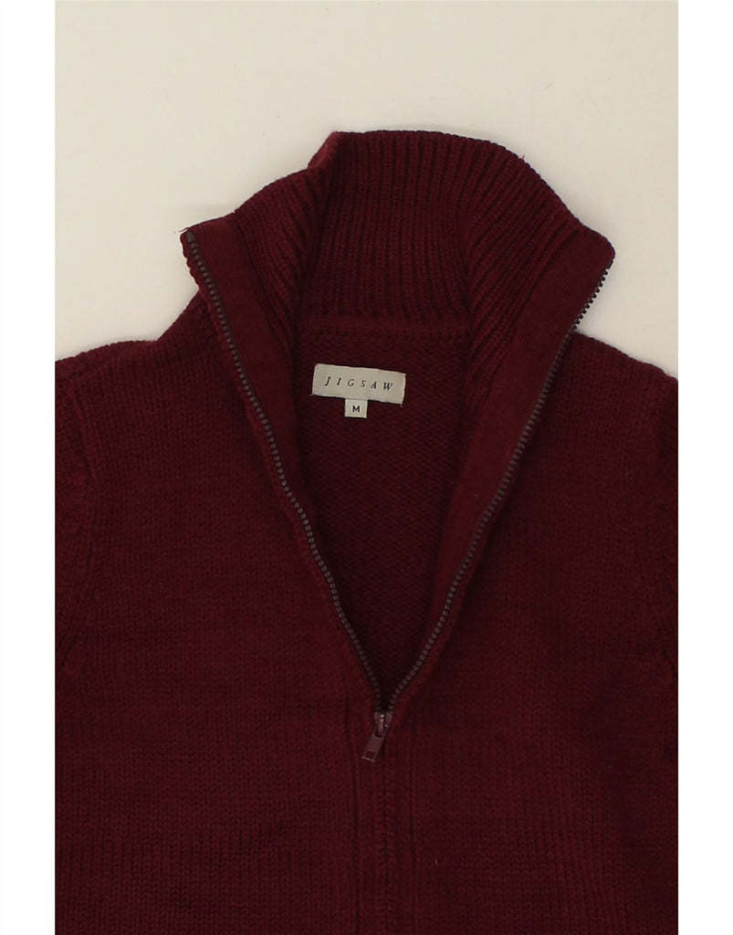 JIGSAW Womens Crop Cardigan Sweater UK 12 Medium Burgundy Wool | Vintage Jigsaw | Thrift | Second-Hand Jigsaw | Used Clothing | Messina Hembry 