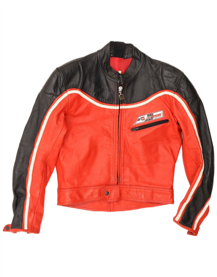 Dainese Mens Leather Racer Jacket IT 52 Large Red Colourblock Leather