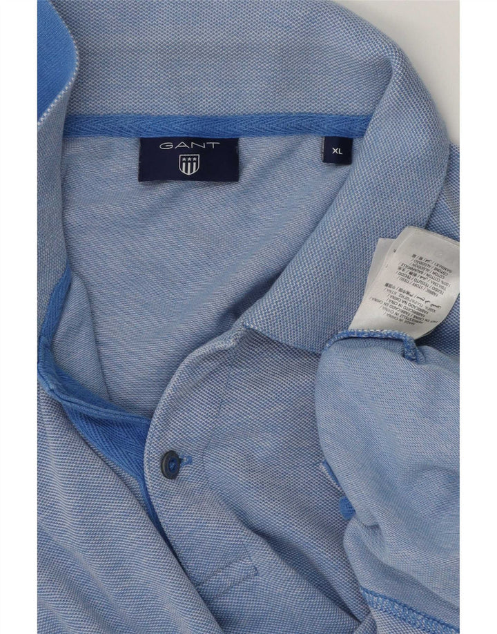 Gant Mens Polo Shirt XL Blue Flecked Cotton