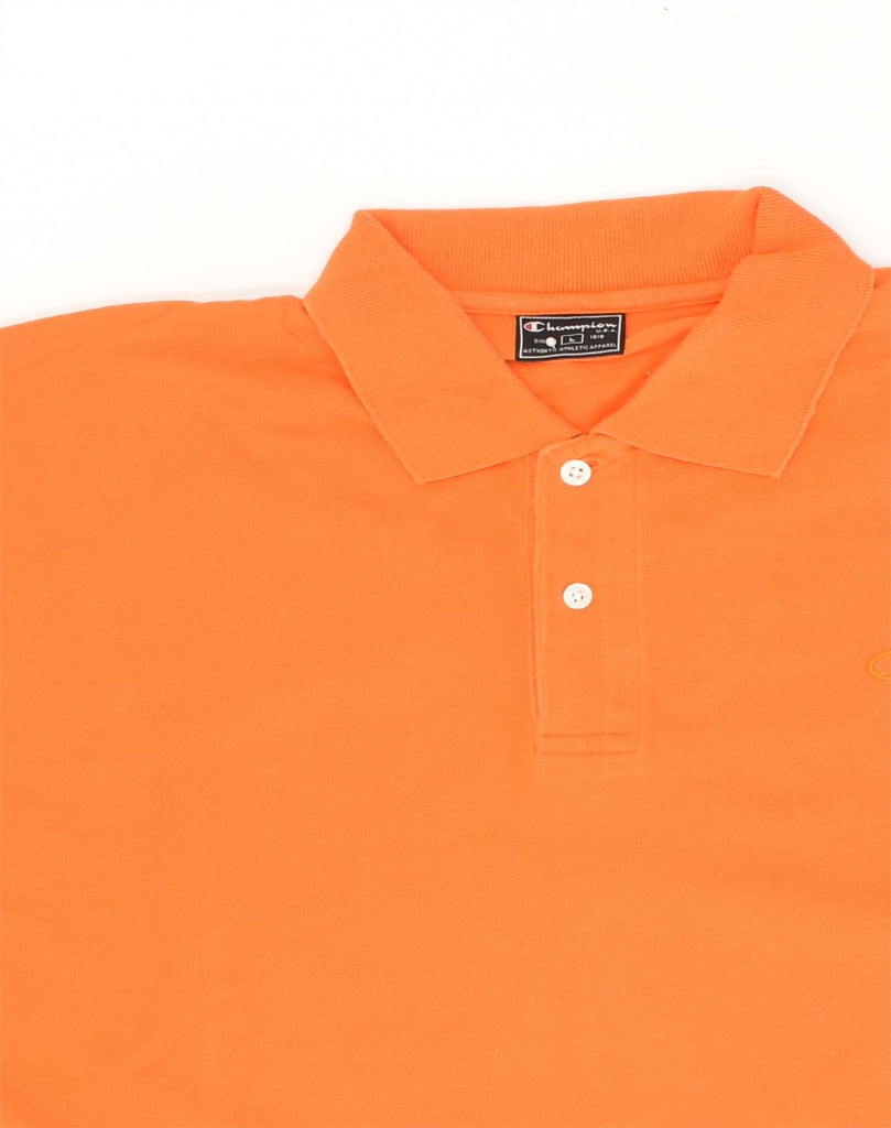 CHAMPION Mens Polo Shirt Large Orange Cotton | Vintage Champion | Thrift | Second-Hand Champion | Used Clothing | Messina Hembry 