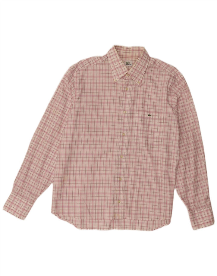 Lacoste Mens Shirt Size 43 Large Pink Check