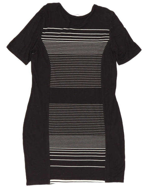 Marks & Spencer Womens Sheath Dress UK 14 Medium Black Striped