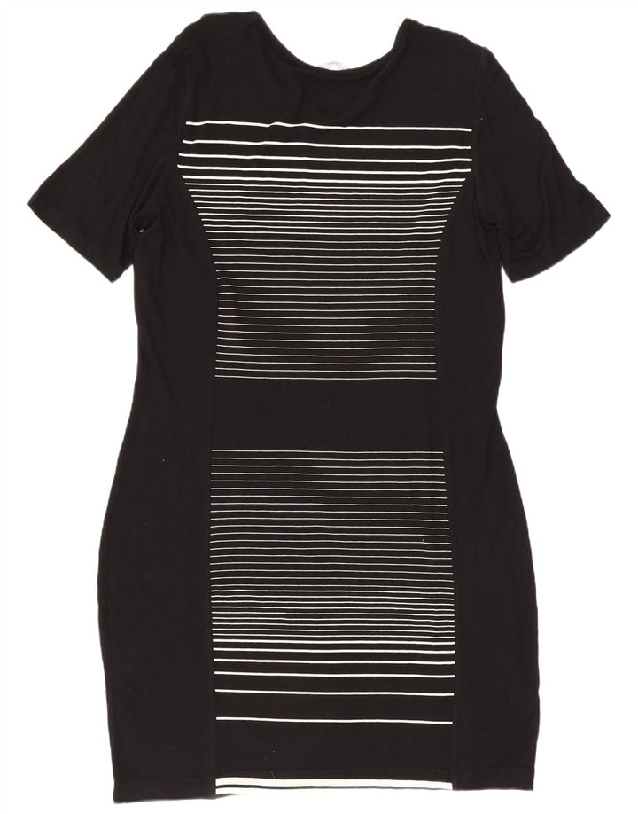 Marks & Spencer Womens Sheath Dress UK 14 Medium Black Striped