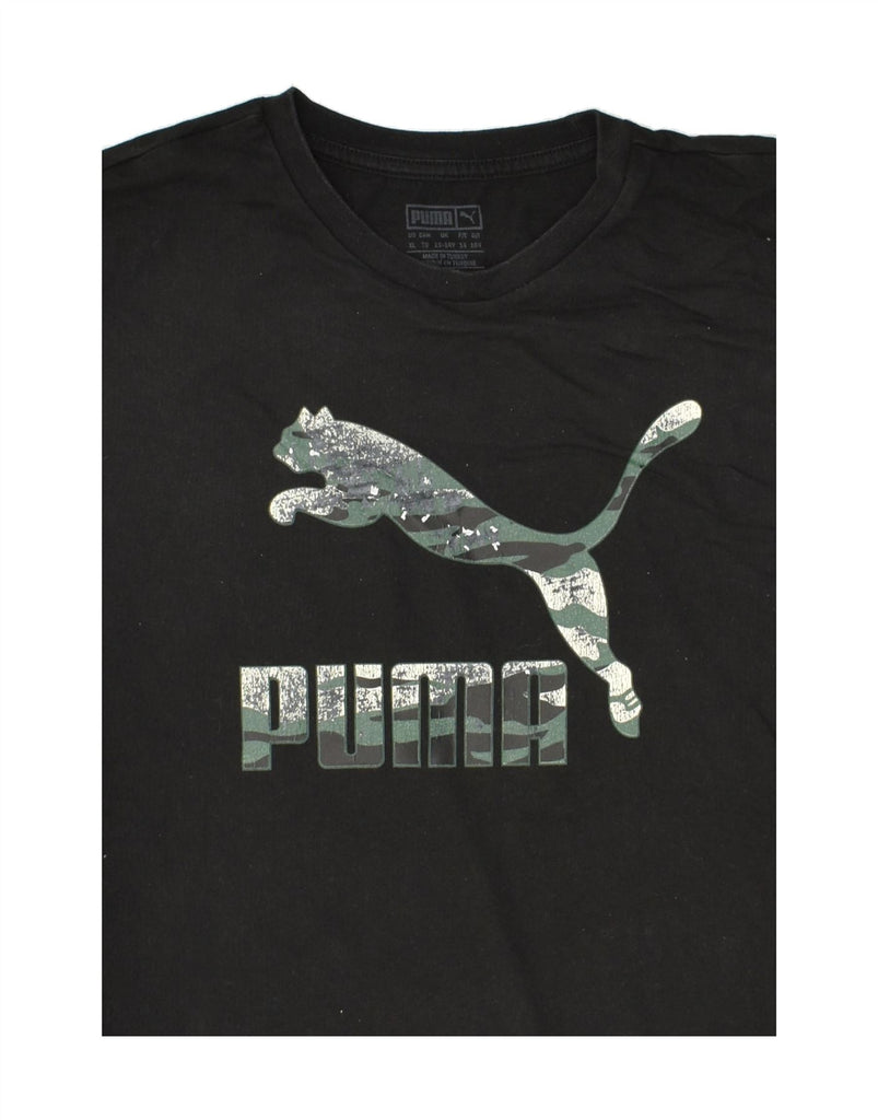 PUMA Boys Graphic T-Shirt Top 13-14 Years Black Cotton | Vintage Puma | Thrift | Second-Hand Puma | Used Clothing | Messina Hembry 