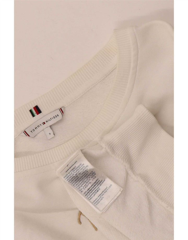 Tommy Hilfiger Womens Graphic Oversized Sweatshirt Jumper UK 10 Small White