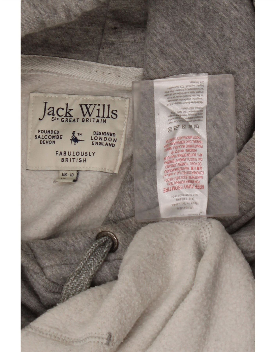 JACK WILLS Womens Oversized Hoodie Jumper UK 10 Small Grey Cotton