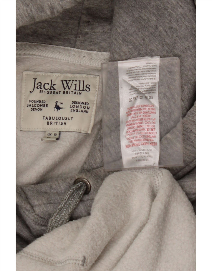 JACK WILLS Womens Oversized Hoodie Jumper UK 10 Small Grey Cotton