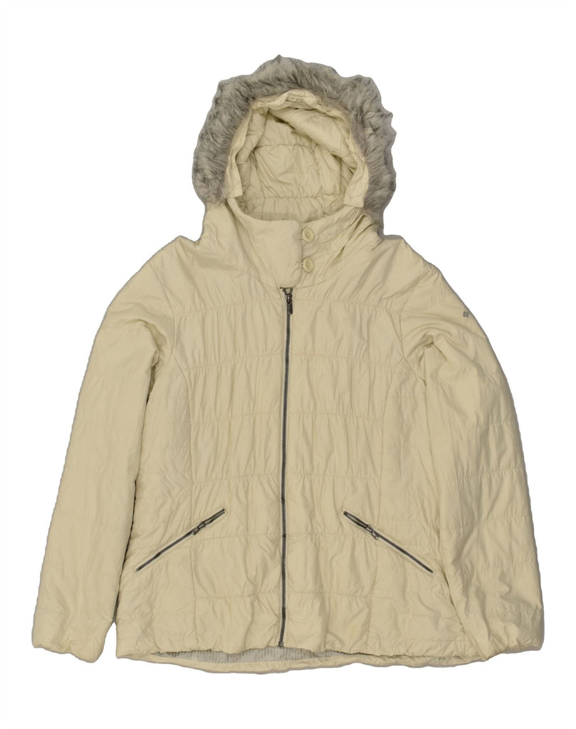 COLUMBIA Womens Hooded Padded Jacket UK 18 XL Off White Vintage Columbia and Second-Hand Columbia from Messina Hembry 