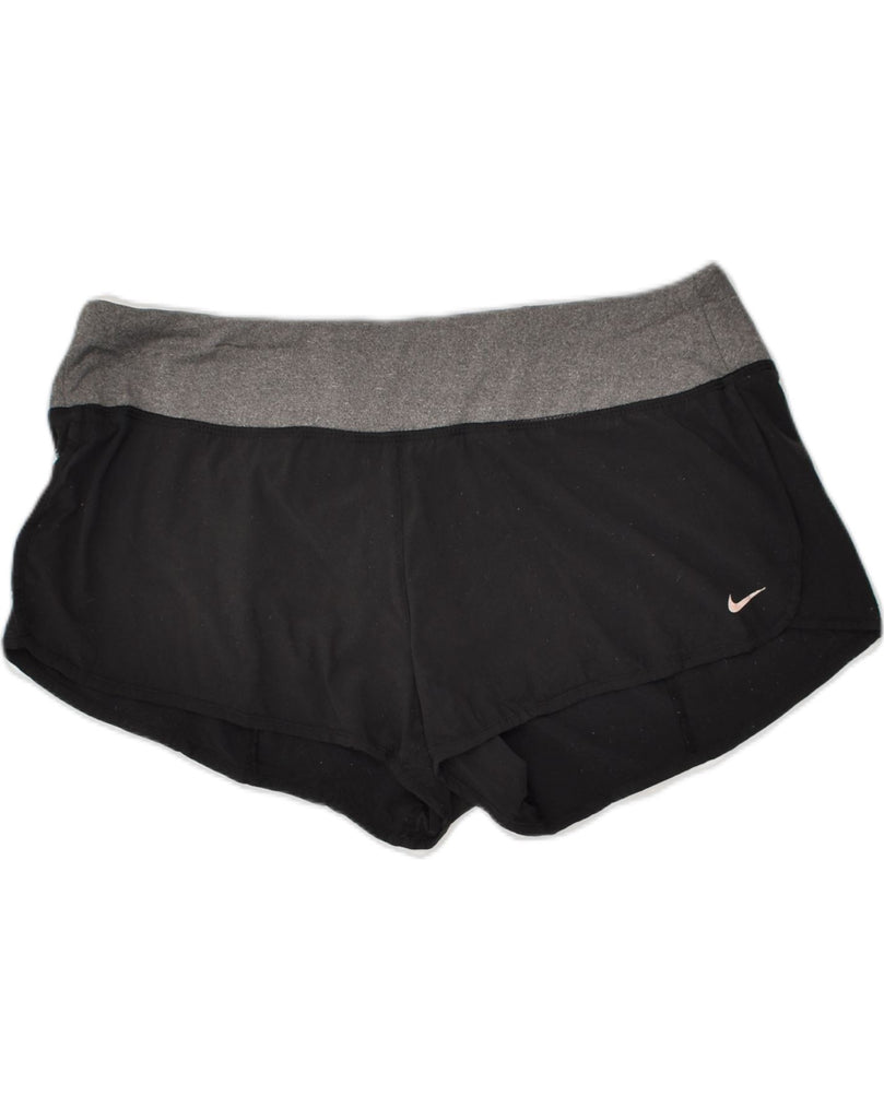 NIKE Womens Sport Shorts UK 16 Large Black Polyester | Vintage Nike | Thrift | Second-Hand Nike | Used Clothing | Messina Hembry 