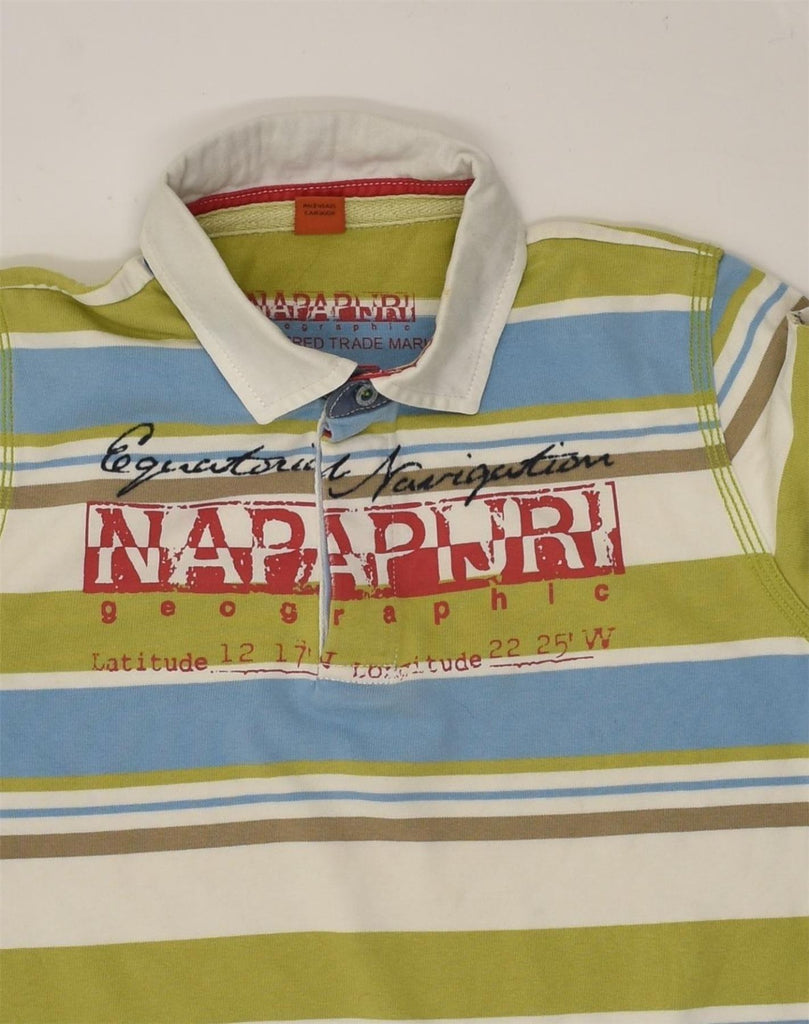 NAPAPIJRI Boys Graphic Long Sleeve Polo Shirt 10-11 Years Multicoloured | Vintage Napapijri | Thrift | Second-Hand Napapijri | Used Clothing | Messina Hembry 