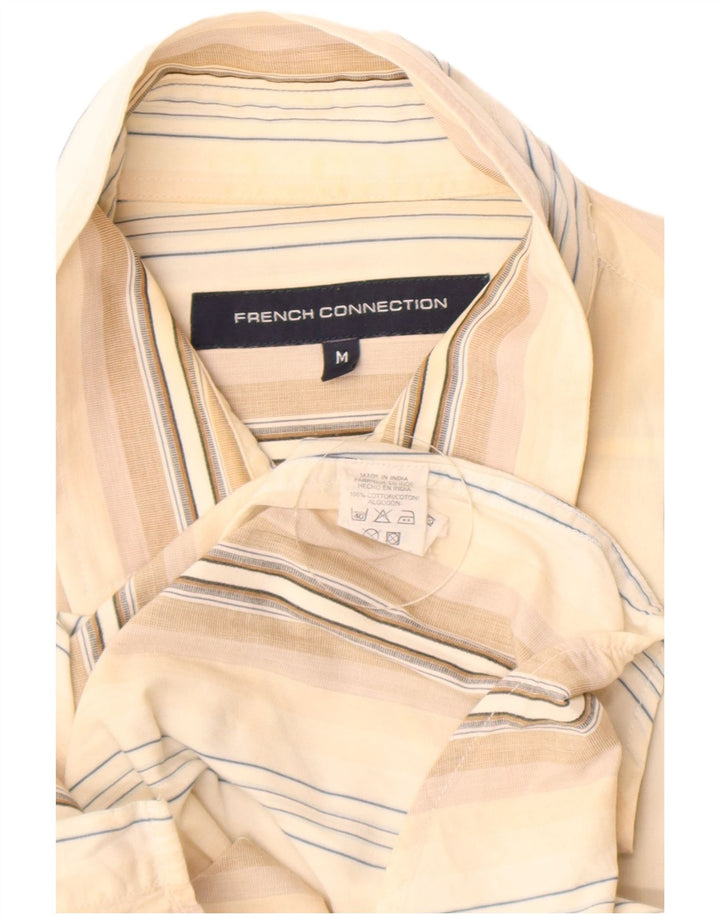 French Connection Mens Shirt Medium Beige Striped Cotton